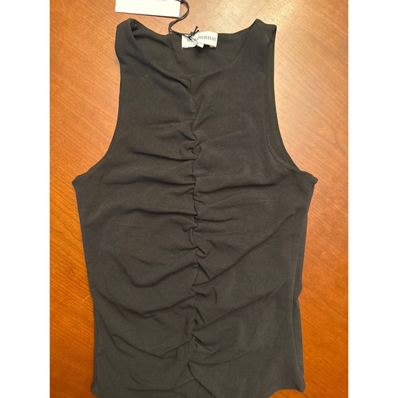 Weworewhat bodysuit black ruched sleeveless tank Small NWT $39 - Picture 2 of 8